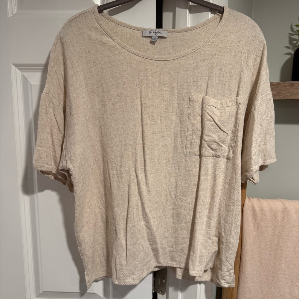 Beige Linen Pocket Tee